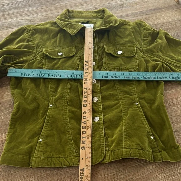 Live a Little Suede Jacket Womens M Button Front Green Fitted - Picture 8 of 9